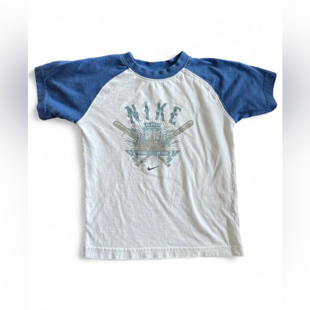 Nike Kids Navy and White Baseball Graphic Tee Size Small